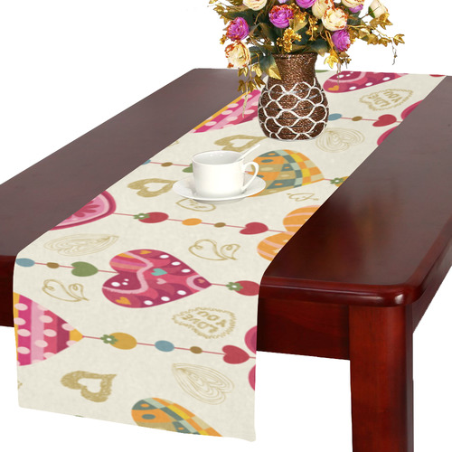 color heart vector free Table Runner 16x72 inch
