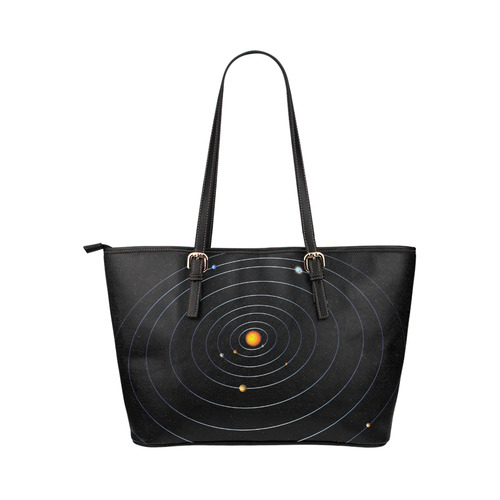 Our Solar System Leather Tote Bag/Large (Model 1651)