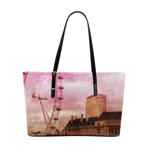 Travel-London, pink Euramerican Tote Bag/Large (Model 1656)