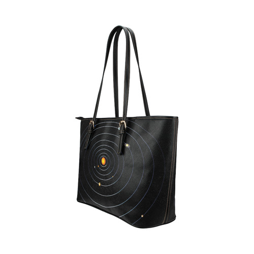 Our Solar System Leather Tote Bag/Small (Model 1651)