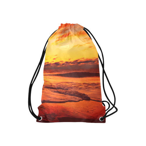 Stunning sunset on the beach 2 Small Drawstring Bag Model 1604 (Twin Sides) 11"(W) * 17.7"(H)
