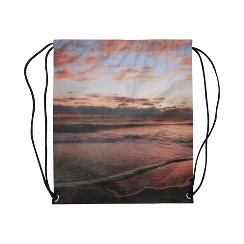 Stunning sunset on the beach 1 Large Drawstring Bag Model 1604 (Twin Sides)  16.5"(W) * 19.3"(H)