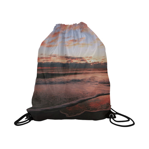 Stunning sunset on the beach 1 Large Drawstring Bag Model 1604 (Twin Sides)  16.5"(W) * 19.3"(H)