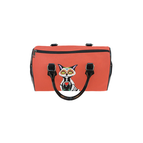 Sugar Skull Cat Red Boston Handbag (Model 1621)