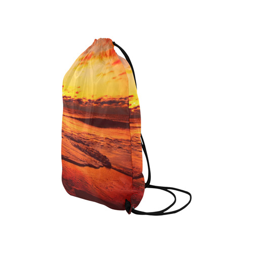 Stunning sunset on the beach 2 Small Drawstring Bag Model 1604 (Twin Sides) 11"(W) * 17.7"(H)