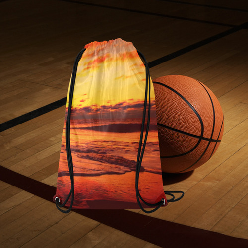 Stunning sunset on the beach 2 Small Drawstring Bag Model 1604 (Twin Sides) 11"(W) * 17.7"(H)