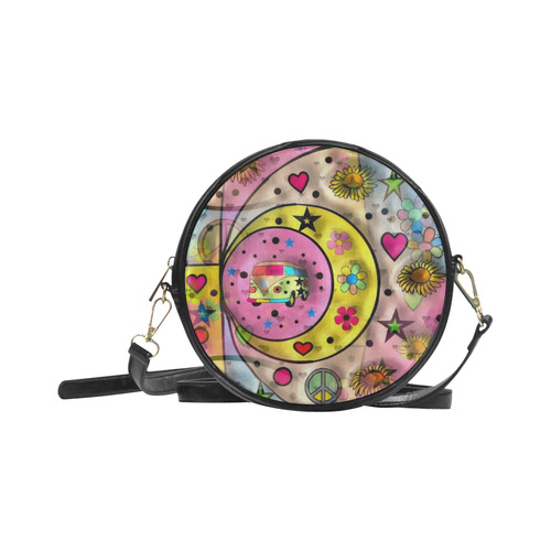 Love Peace and by Nico Bielow Round Sling Bag (Model 1647)