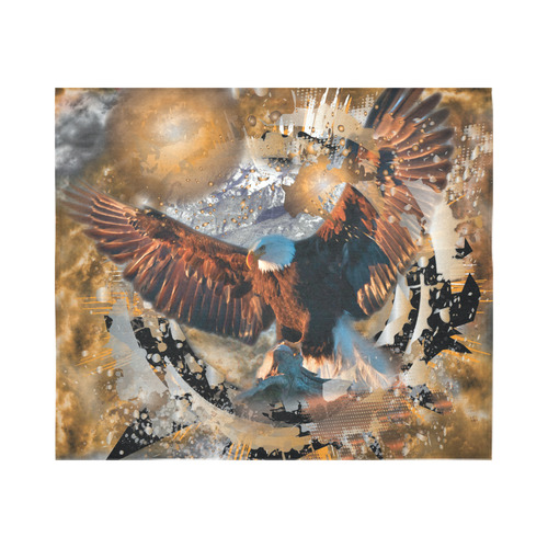 Eagle Flying Abstract Orbital Cosmos Cotton Linen Wall Tapestry 60"x 51"