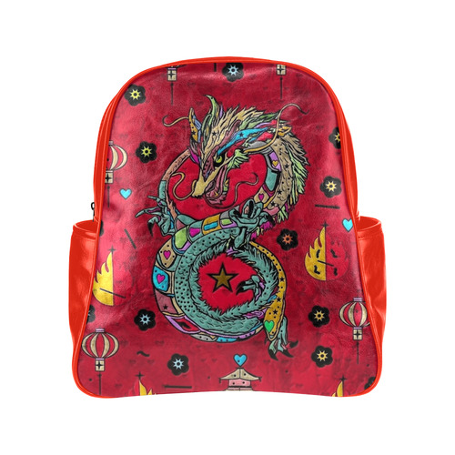 Dragon Popart By Nico Bielow Multi-Pockets Backpack (Model 1636)