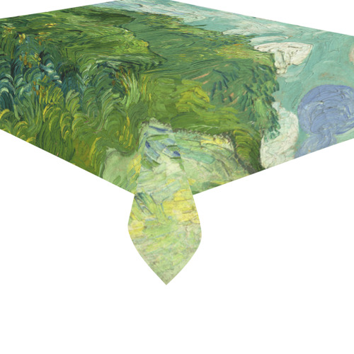 Van Gogh Green Wheat Fields Cotton Linen Tablecloth 60"x 84"