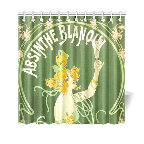 Absinthe Blanqui Green Fairy Fee Verte Shower Curtain 69"x70"