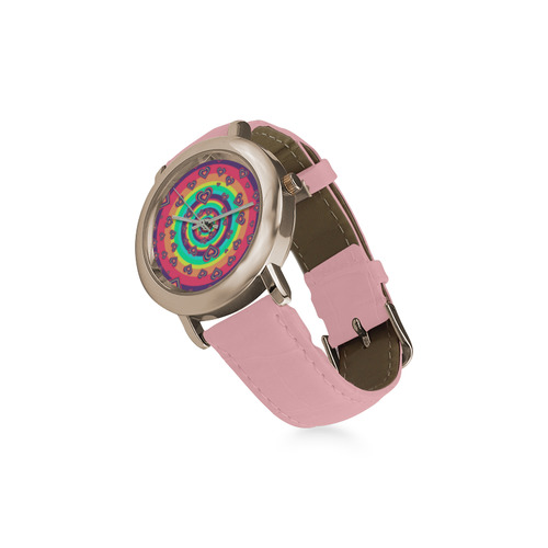 Loving the Rainbow Women's Rose Gold Leather Strap Watch(Model 201)