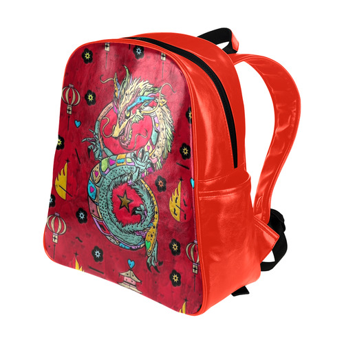 Dragon Popart By Nico Bielow Multi-Pockets Backpack (Model 1636)