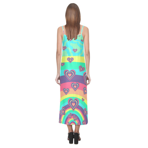 Loving the Rainbow V-Neck Open Fork Long Dress(Model D18)