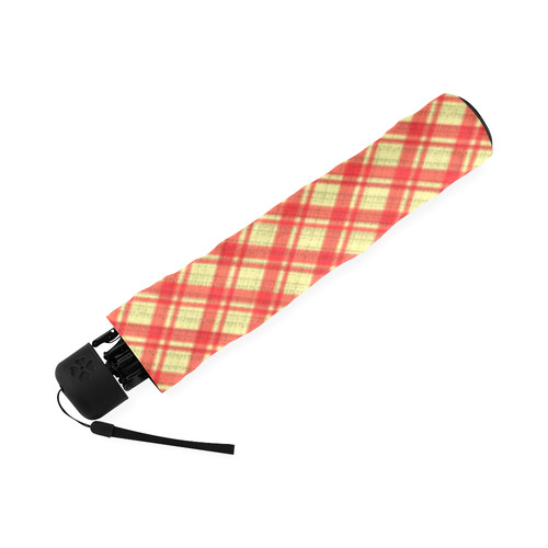 checkered Fabric red by FeelGood Foldable Umbrella (Model U01)