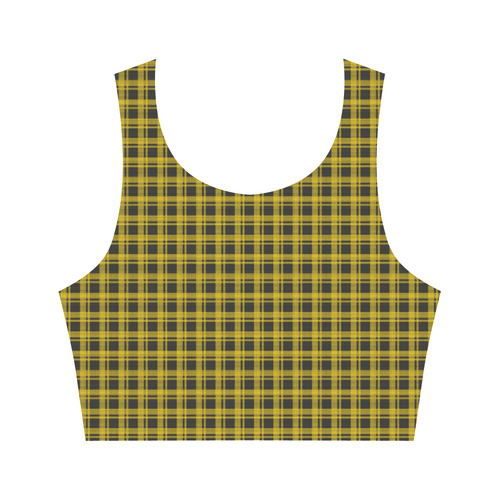 checkered Fabric yellow  black by FeelGood Women's Crop Top (Model T42)