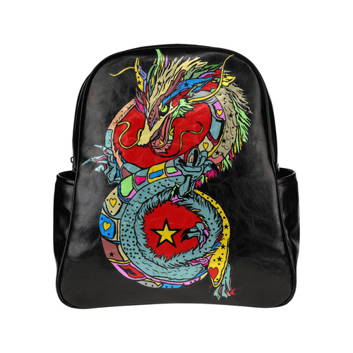 Dragon Popart By Nico Bielow Multi-Pockets Backpack (Model 1636)