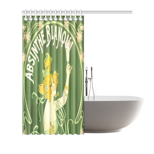 Absinthe Blanqui Green Fairy Fee Verte Shower Curtain 72"x72"