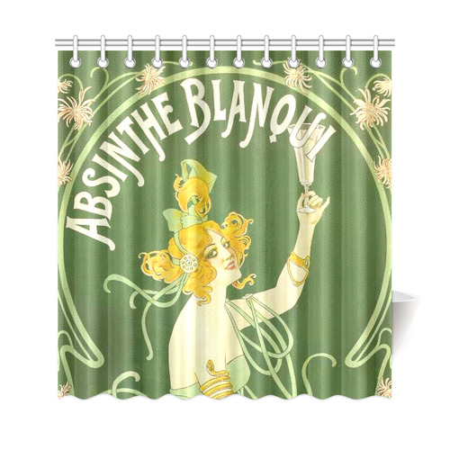 Absinthe Blanqui Green Fairy Fee Verte Shower Curtain 69"x72"