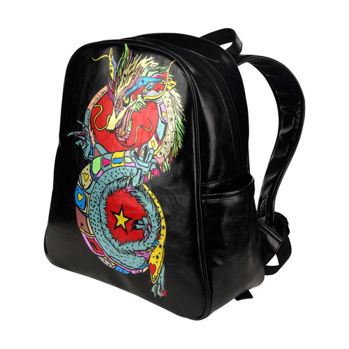 Dragon Popart By Nico Bielow Multi-Pockets Backpack (Model 1636)