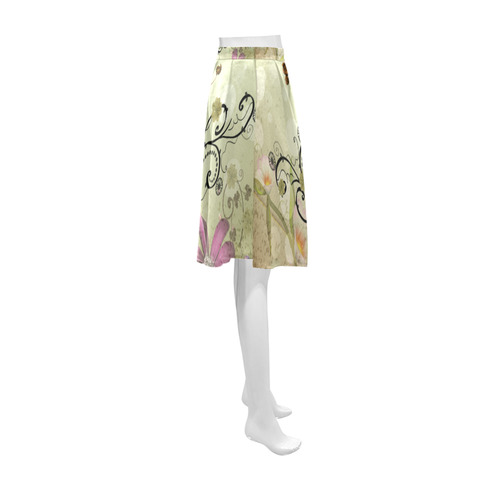 Music, microphone with cute bird Athena Women's Short Skirt (Model D15)