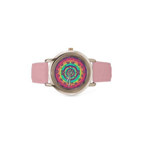 Loving the Rainbow Women's Rose Gold Leather Strap Watch(Model 201)