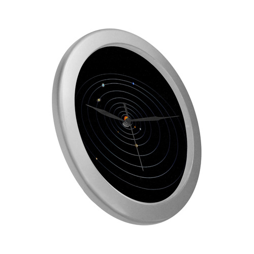 Our Solar System Silver Color Wall Clock