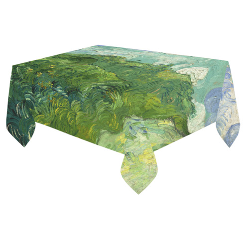 Van Gogh Green Wheat Fields Cotton Linen Tablecloth 60"x 84"