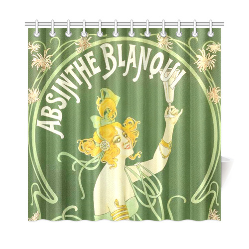 Absinthe Blanqui Green Fairy Fee Verte Shower Curtain 72"x72"