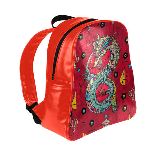 Dragon Popart By Nico Bielow Multi-Pockets Backpack (Model 1636)