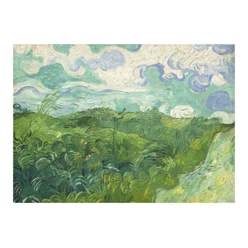 Van Gogh Green Wheat Fields Cotton Linen Tablecloth 60"x 84"