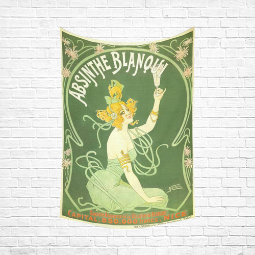 Absinthe Blanqui Beautiful Green Fairy Cotton Linen Wall Tapestry 60"x 90"