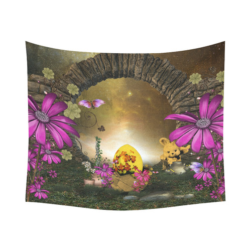 Easter time, easter egg Cotton Linen Wall Tapestry 60"x 51"