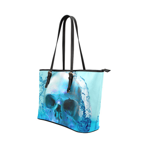 Skull in Water Leather Tote Bag/Small (Model 1651)