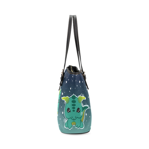 Kawaii Baby Dragon Leather Tote Bag/Large (Model 1640)