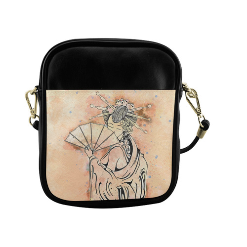 Vintage japanese beautiful geisha girl Sling Bag (Model 1627)