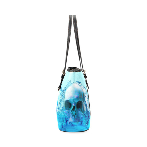 Skull in Water Leather Tote Bag/Large (Model 1640)