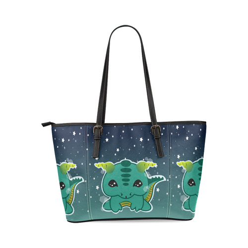 Kawaii Baby Dragon Leather Tote Bag/Large (Model 1640)