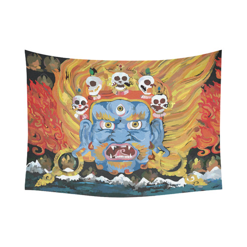 Yamantaka Death Destroyer Tibetan Buddhist Cotton Linen Wall Tapestry 80"x 60"