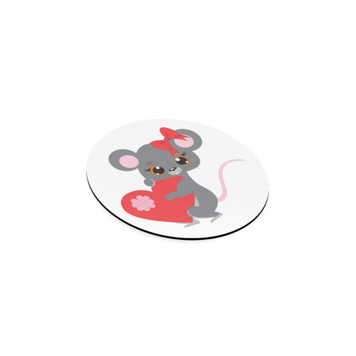 Cute Mouse Love Round Coaster