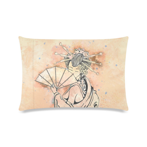 Vintage japanese beautiful geisha girl Custom Zippered Pillow Case 16"x24"(Twin Sides)