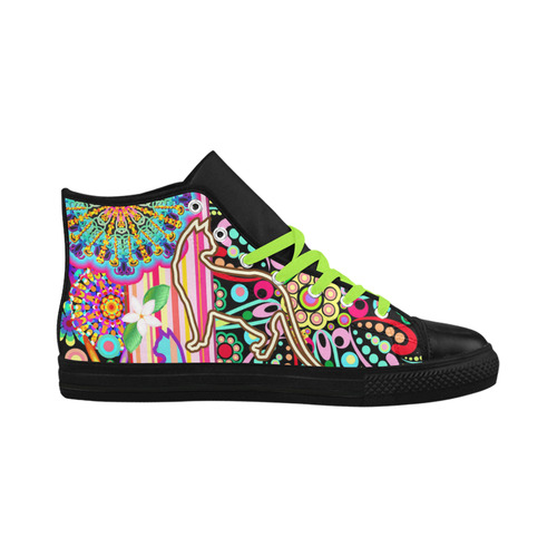 Mandalas, Cats & Flowers Fantasy Pattern Aquila High Top Microfiber Leather Women's Shoes/Large Size (Model 032)