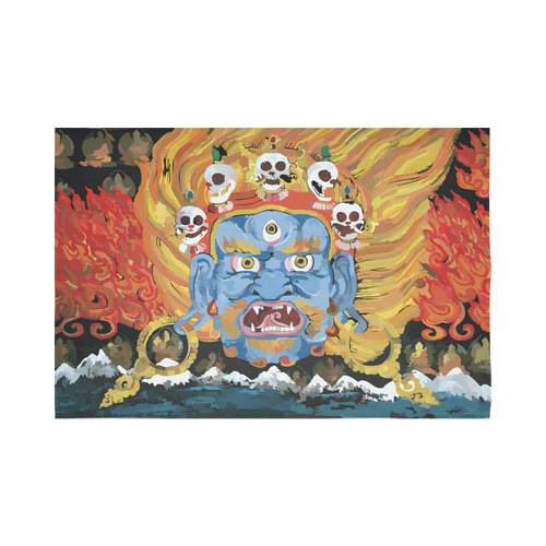 Yamantaka Death Destroyer Tibetan Buddhist Cotton Linen Wall Tapestry 90"x 60"