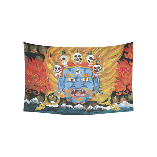 Yamantaka Death Destroyer Tibetan Buddhist Cotton Linen Wall Tapestry 60"x 40"