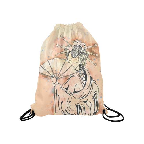 Vintage japanese beautiful geisha girl Medium Drawstring Bag Model 1604 (Twin Sides) 13.8"(W) * 18.1"(H)