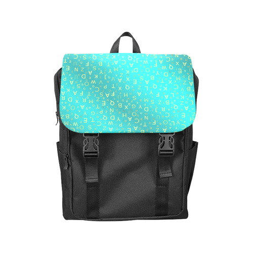 letters in mint blue Casual Shoulders Backpack (Model 1623)