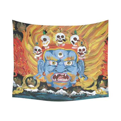 Yamantaka Death Destroyer Tibetan Buddhist Cotton Linen Wall Tapestry 60"x 51"