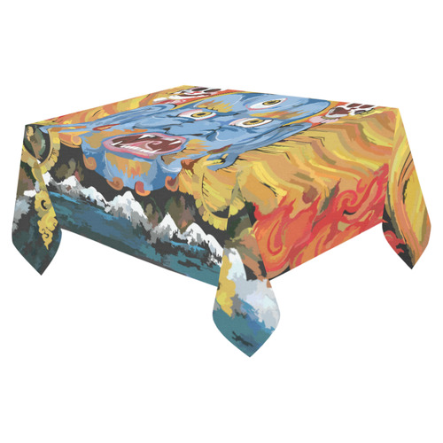 Yamantaka Death Destroyer Tibetan Buddhist Cotton Linen Tablecloth 52"x 70"