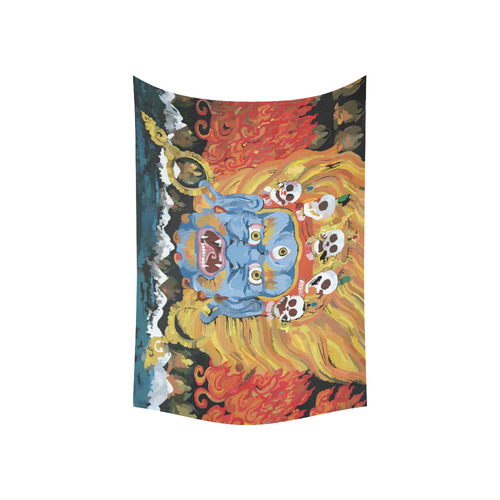 Yamantaka Death Destroyer Tibetan Buddhist Cotton Linen Wall Tapestry 60"x 40"