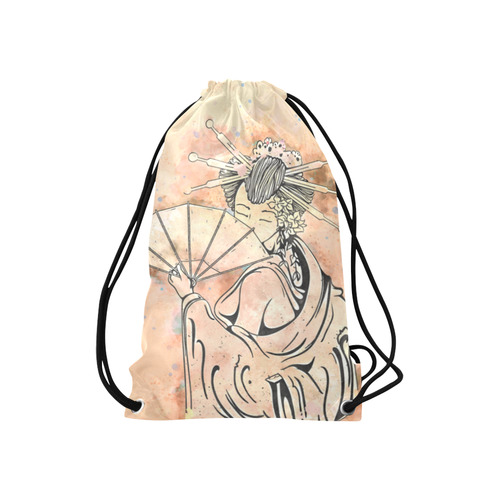 Vintage japanese beautiful geisha girl Small Drawstring Bag Model 1604 (Twin Sides) 11"(W) * 17.7"(H)